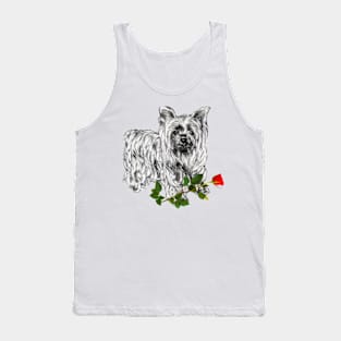 Valentines Yorkshire Terrier With Rose Tank Top